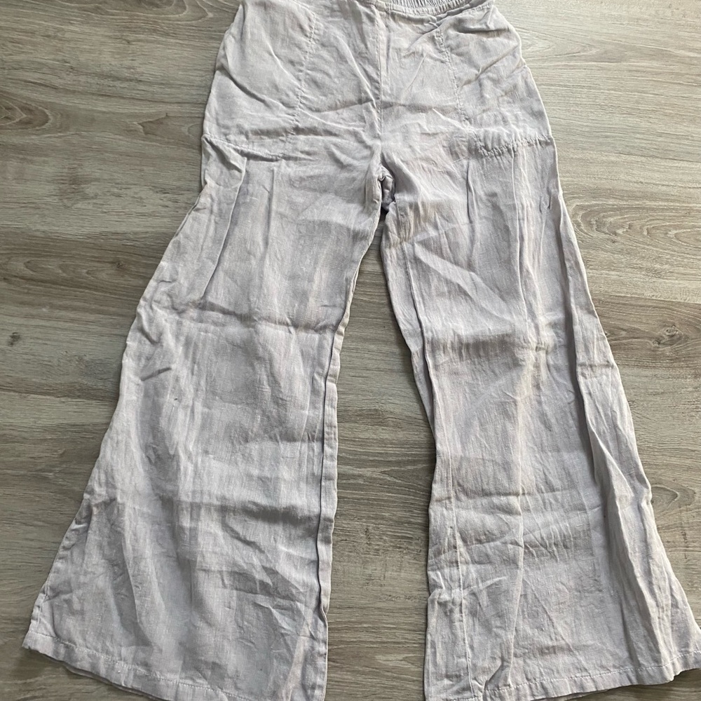 Wide-Leg Linen Pants in Light lilac